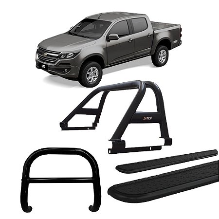 Kit Quebra mato+Estribo chapa+Santo ant. S10 12/20 Preto