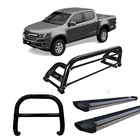 Kit Quebra Mato + estribo pers + santo ant S10 12/20 Preto