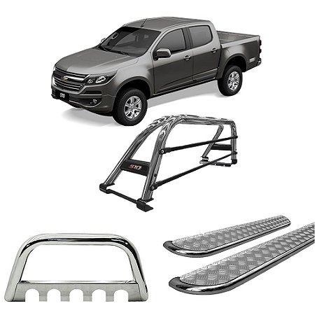 Kit Quebra Mato_estribo chapa_'santo ant' S10 12/20 Cromado