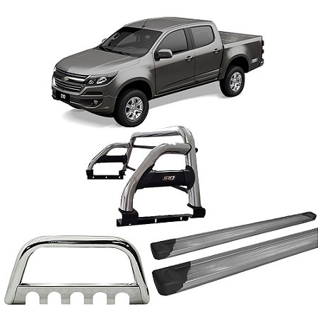 Kit Quebra Mato Estribo Chapa Santo Antônio S10 12/20 Cromado