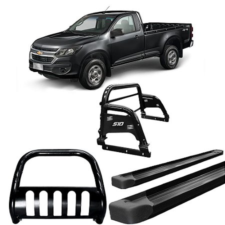 Kit Quebra Mato Santo Antônio H3 Estribo Chapa S10 12/20 C/Simples Preto