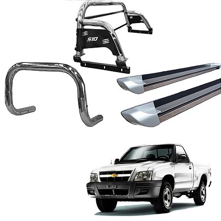 Kit Quebra Mato Santo Antônio H3 Estribo Personalizado S10 94/2011 Cromado