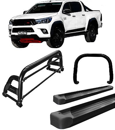 Kit Quebra Mato Estribo Plataforma Santo Antônio H2 Hilux 16/20 Preto