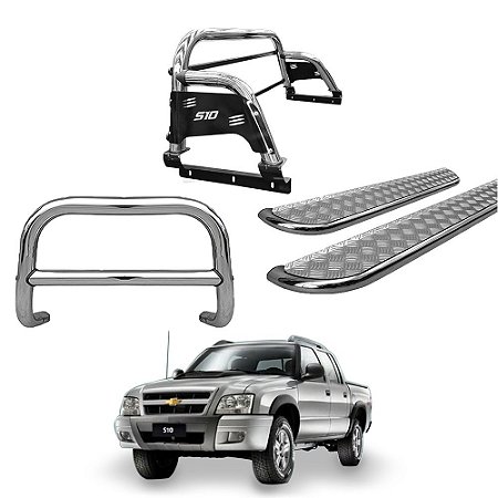 Kit Quebra Mato/Sant Ant/Estr Chapa-S10 94/2011 Cromo C/D