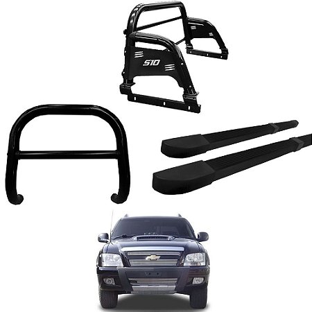 Kit Quebra Mato Santo Antônio H3 Estribo Quadrado S10 94/2011 C/D Preto