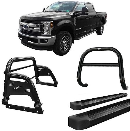 Kit Quebra Mato Estribo Plataforma Santo Antônio H3 F250 C Duplo Preto