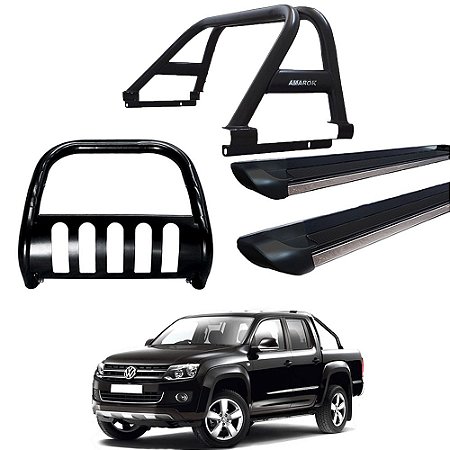 Kit Quebra Mato Estribo Personalizado Santo Antônio Amarok CD Preto