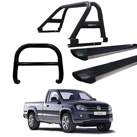 Kit Quebra Mato Estribo Preto Brilhante/Santo Antônio H3/Amarok CS Preto