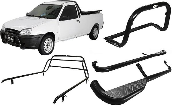 Kit Quebra Mato Estribo Santo Antônio Courier Preto