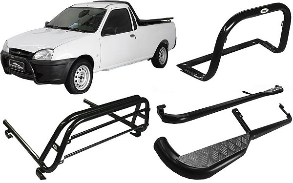 Kit Quebra Mato Estribo Santo Antônio Courier Preto