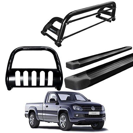 Kit Quebra Mato Estribo Plataforma Santo Antônio H2/Amarok CS Preto