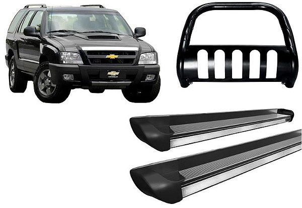 Kit Quebra Mato C/Chapa Estribo Personalizado Preto Para Blazer