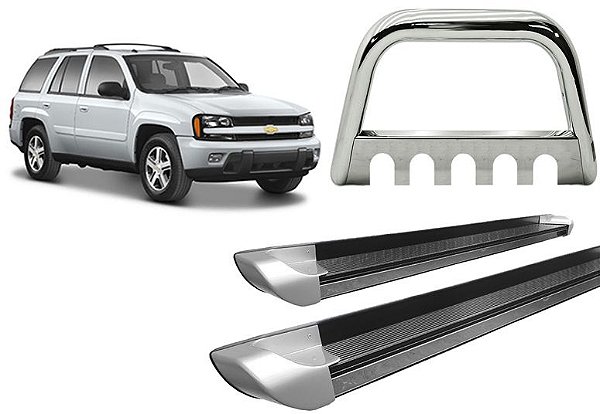 Kit Quebra Mato C/Chapa Estribo Oval TrailBlazer Cromado