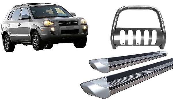 Kit Quebra Mato Estribo Personalizado Prata Tucson até 2016