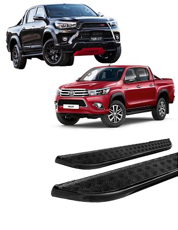 Estribo Chapa Aço Preto Para Hilux 2016 até 2020