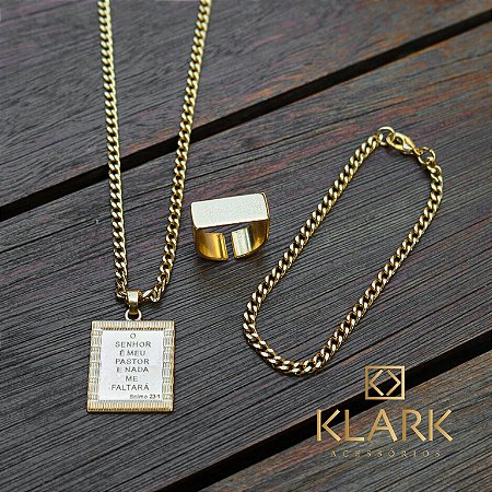 Kit Klark Dourado - COMPRE Cordão + Pulseira e GANHE a Dedeira - Klark  Acessórios