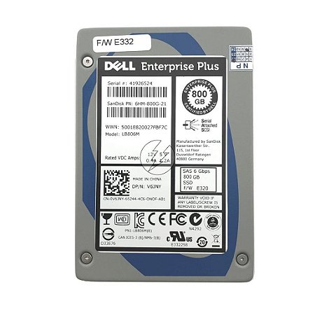 HD SSD Sas Dell 800GB 6 Gbps 2.5 P 6HM-800g-21 V6JNY 0V6JNY
