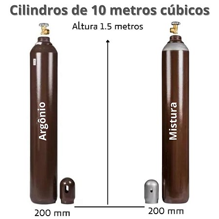 Cilindro para gases Argônio e MIstura com CO² - 10 metros ³