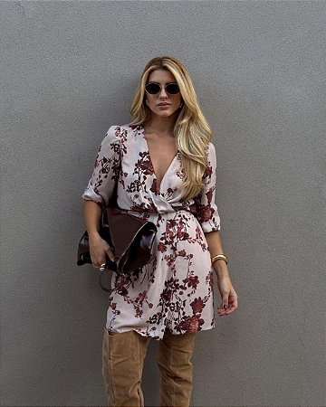 Vestido Curto Transpasse Floral Donna Ritz
