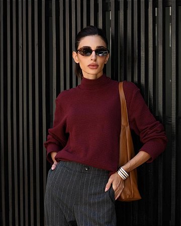Blusa Malha Com Decote Alto