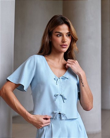 Blusa Manga Godê Com Laços Doce Flor