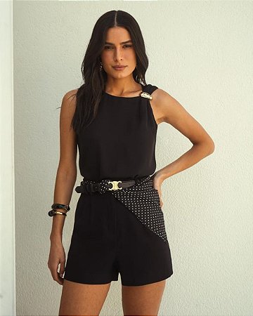 Shorts Alfaiataria Pregas Elástico Donna Ritz