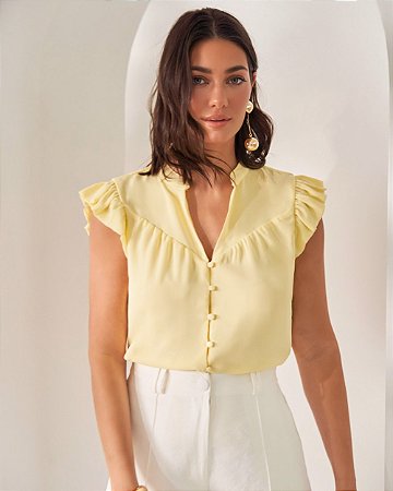 Blusa Em Crepe Com Botões Milalai