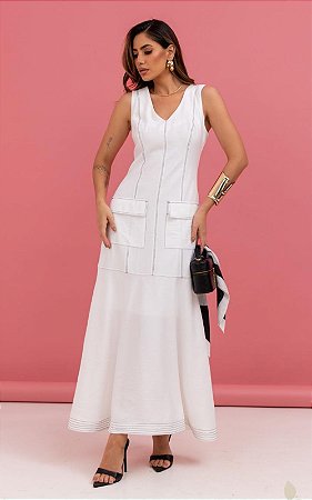Vestido Midi Alfaiataria Decote V
