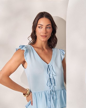 Blusa Em Crepe Com Babadinho Mangas Milalai