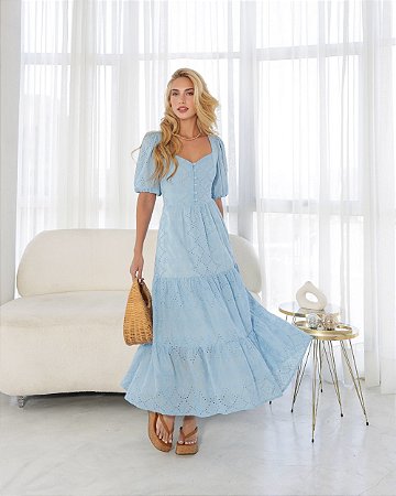 Vestido Midi Em Laise Com Botões Milalai