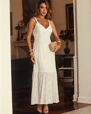 Vestido Longo Floral Bordado Donna Ritz