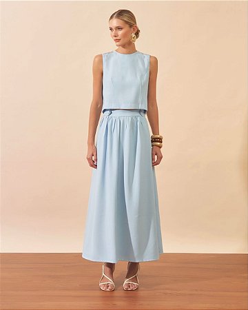 Saia Midi Em Viscose Com Botões Milalai