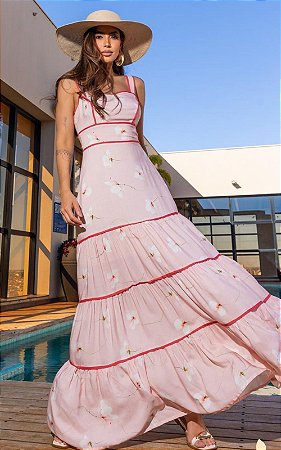 Vestido Alça Em Viscose Estampa Floral