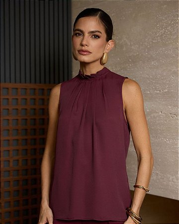 Blusa Em Crepe Pregas Unique Chic