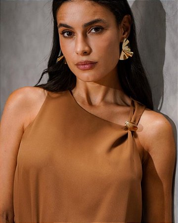 Regata Crepe Com Aviamento Pedra Donna Ritz