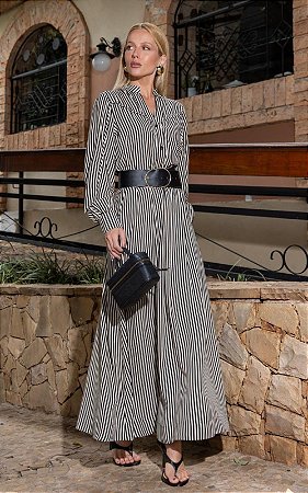 Camisa Em Viscose Tricoline Listrada