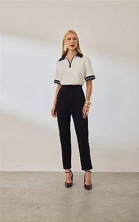 Conjunto Moletinho Blusa Manga Curta Polo E Calça