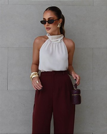 Regata Crepe Halter Gola Alta Milalai