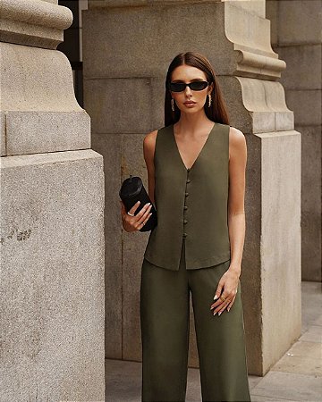 Colete Alongado Com Abotoamento Doce Flor