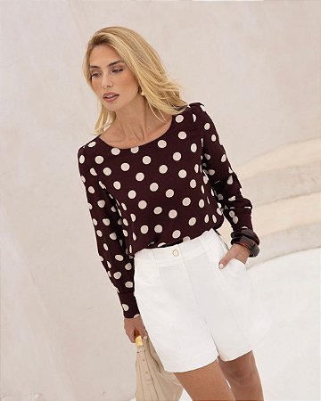 Blusa Manga Longa Com Franzido Poás Doce Flor