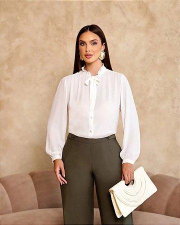 Camisa Manga Longa Com Amarração Doce Flor