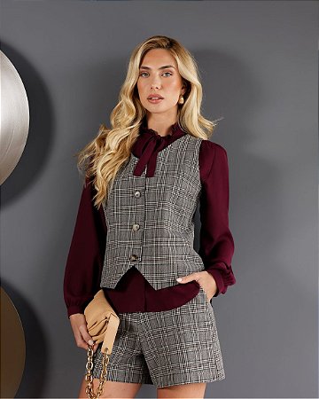 Colete Xadrez Doce Flor