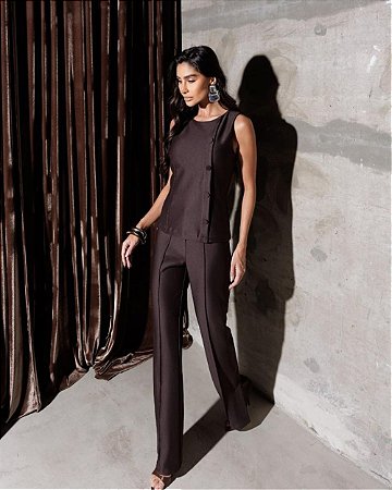 Calça Flare Com Cinto Power