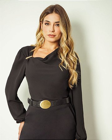 Blusa Manga Longa Degagê Aviamento Donna Ritz
