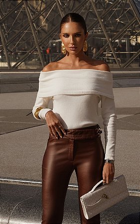 Blusa Malha Tricot Ombro a Ombro