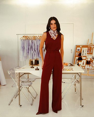 Calça Wide Leg Prega Dupla Em Alfaiataria Donna Ritz