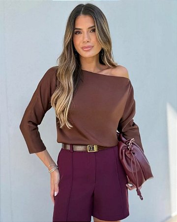 Blusa Decote Canoa Basic Doce Flor