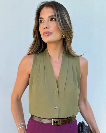 Regata Com Pregas No Ombro Doce Flor