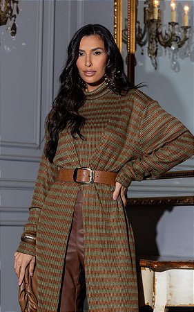 Cardigã Tricot Listrado