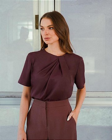 Blusa Em Crepe Detalhes Pregas Donna Ritz